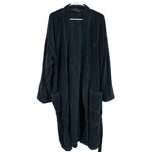 Polo Ralph Lauren Men L/XL Terry Cloth Robe Dark Navy Blue Belt Waist Bathrobe